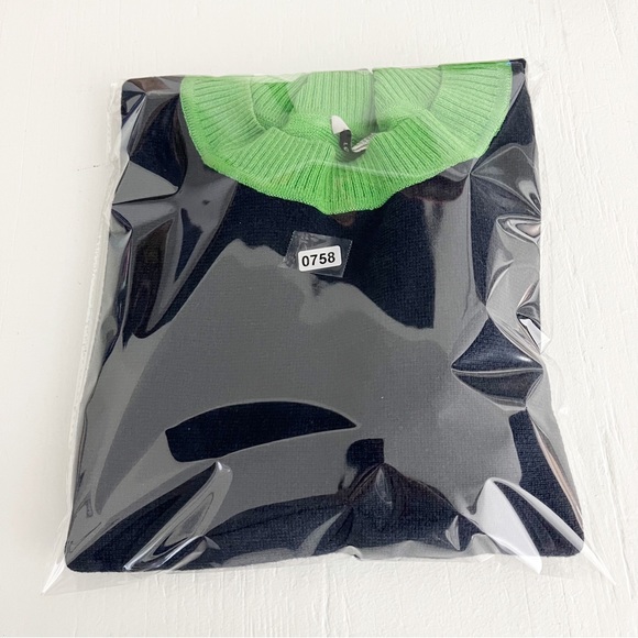 Tome Three Tone Merino Wool Blend Colorblock Sweater Size Small Navy Gray Lime - Picture 7 of 7